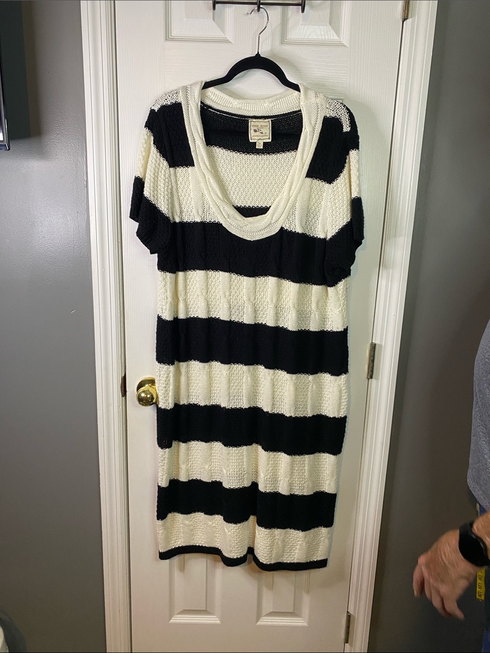 Pink Rose Black and White Striped Scoop Neck Sweater Dress Size3X Middi.